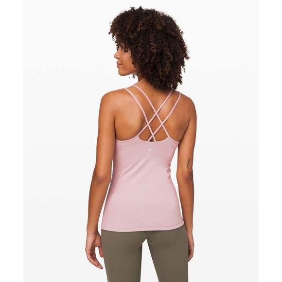 Lululemon Free To Be Tank *Everlux Bra Top Strappy Back Smoky Blush Sz 4 - Picture 1 of 9